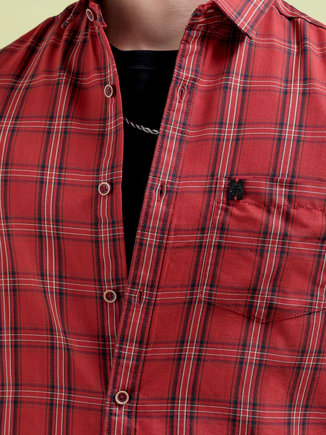 The Indian Garage Co Men Rust Tartan Checked Casual Shirt