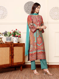 Varanga Ethnic Motifs Printed Chanderi Silk Kurta With Trousers And Dupatta