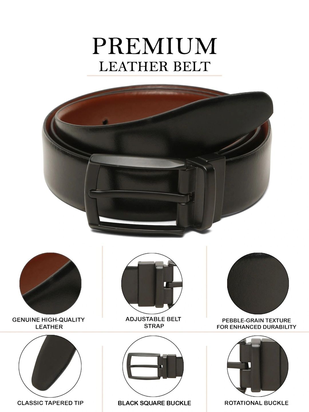Teakwood Leathers Men Leather Reversible Formal Belt