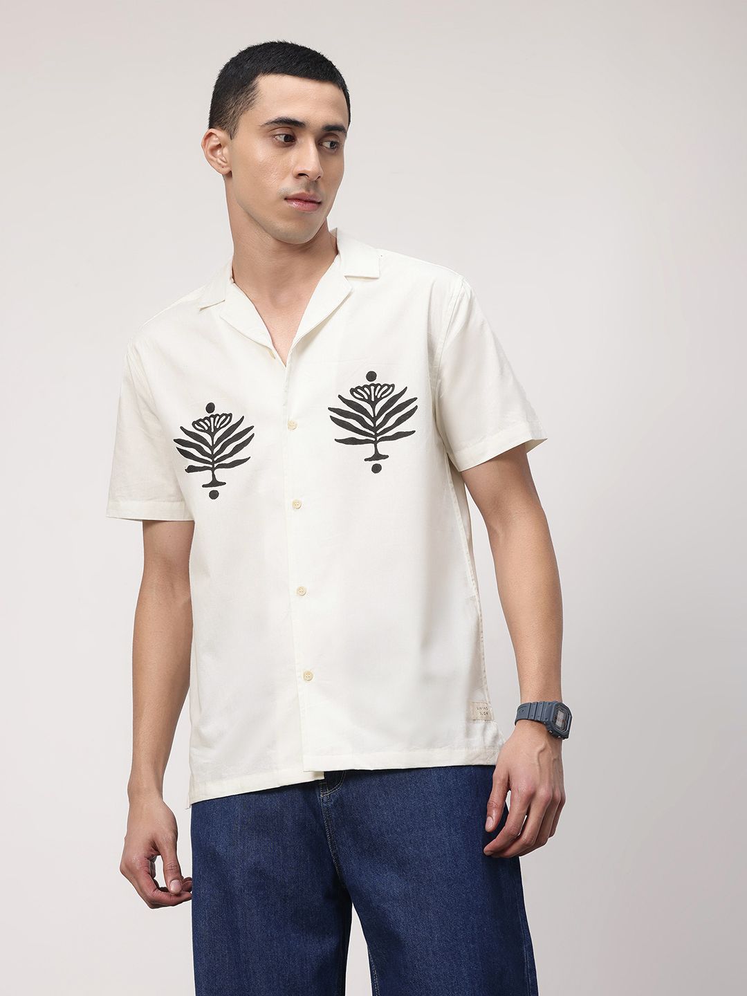 ether Artisan Pure Cotton Hand Block Printed Relaxed Fit Casual Shirt