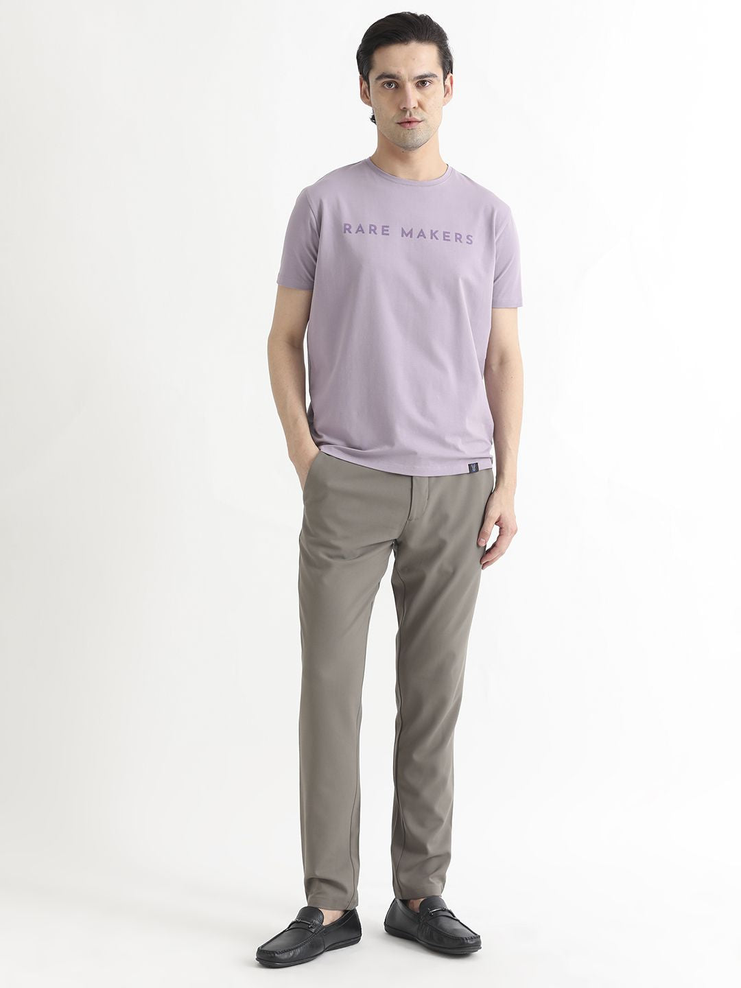 RARE RABBIT Men Burke Typography Printed Slim Fit Cotton T-Shirt