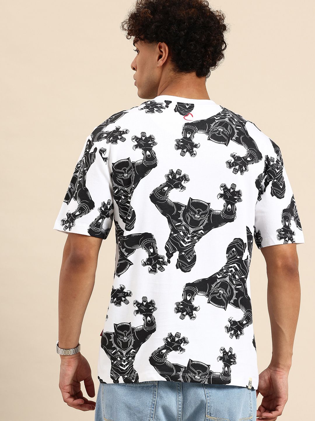 Being Human Black Panther Printed Drop-Shoulder Sleeves Easy Fit Pure Cotton T-shirt