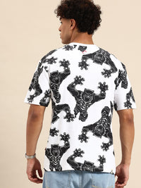 Being Human Black Panther Printed Drop-Shoulder Sleeves Easy Fit Pure Cotton T-shirt