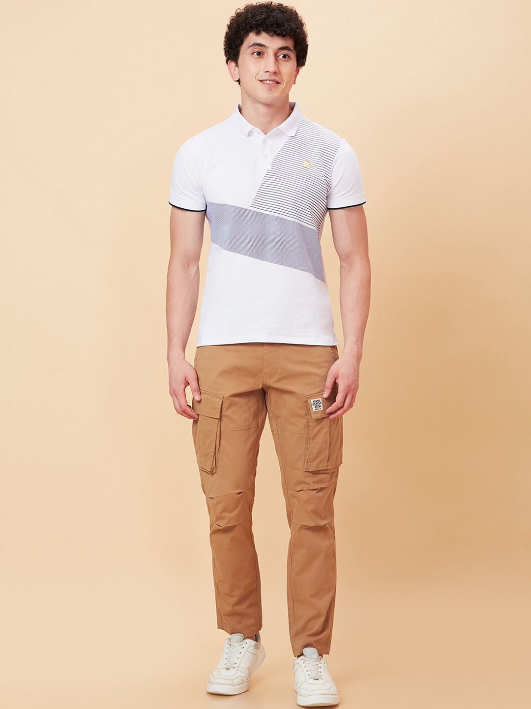 Being Human Men Mid-Rise Plain Cotton Slim Fit Cargos Trouser