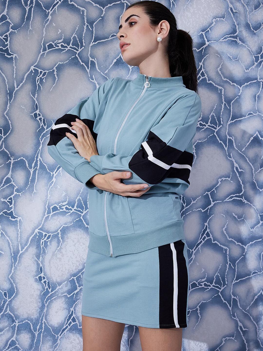 Athena Colourblocked Sweatshirt With Straight Skirt Co-Ords