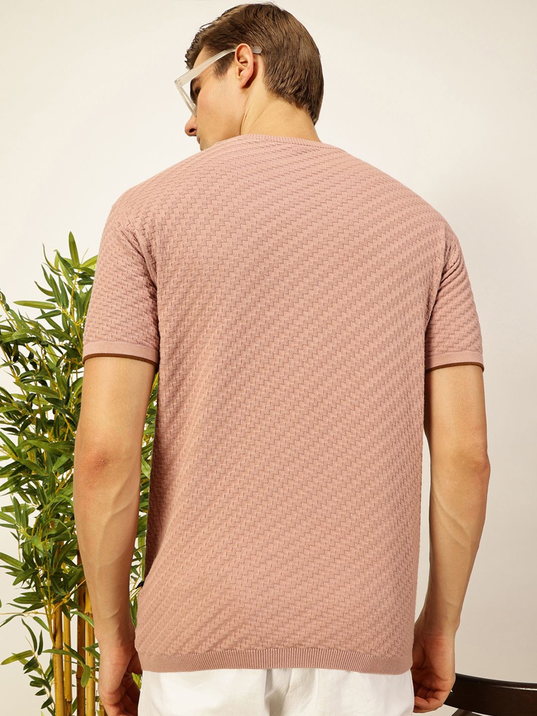 Thomas Scott Men Knit Textured Round Neck T-shirt