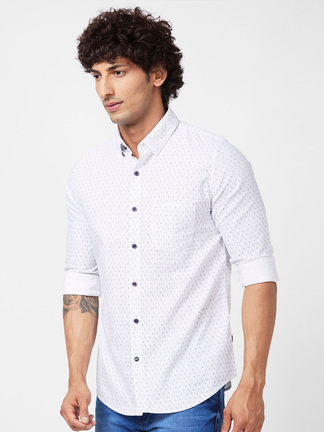 SPYKAR Slim Fit Micro Ditsy Printed Casual Shirt