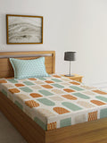 KLOTTHE Coklat Geometric Cotton 300 TC Single Cadar Halus dengan Sarung Bantal-87 x 59 inci