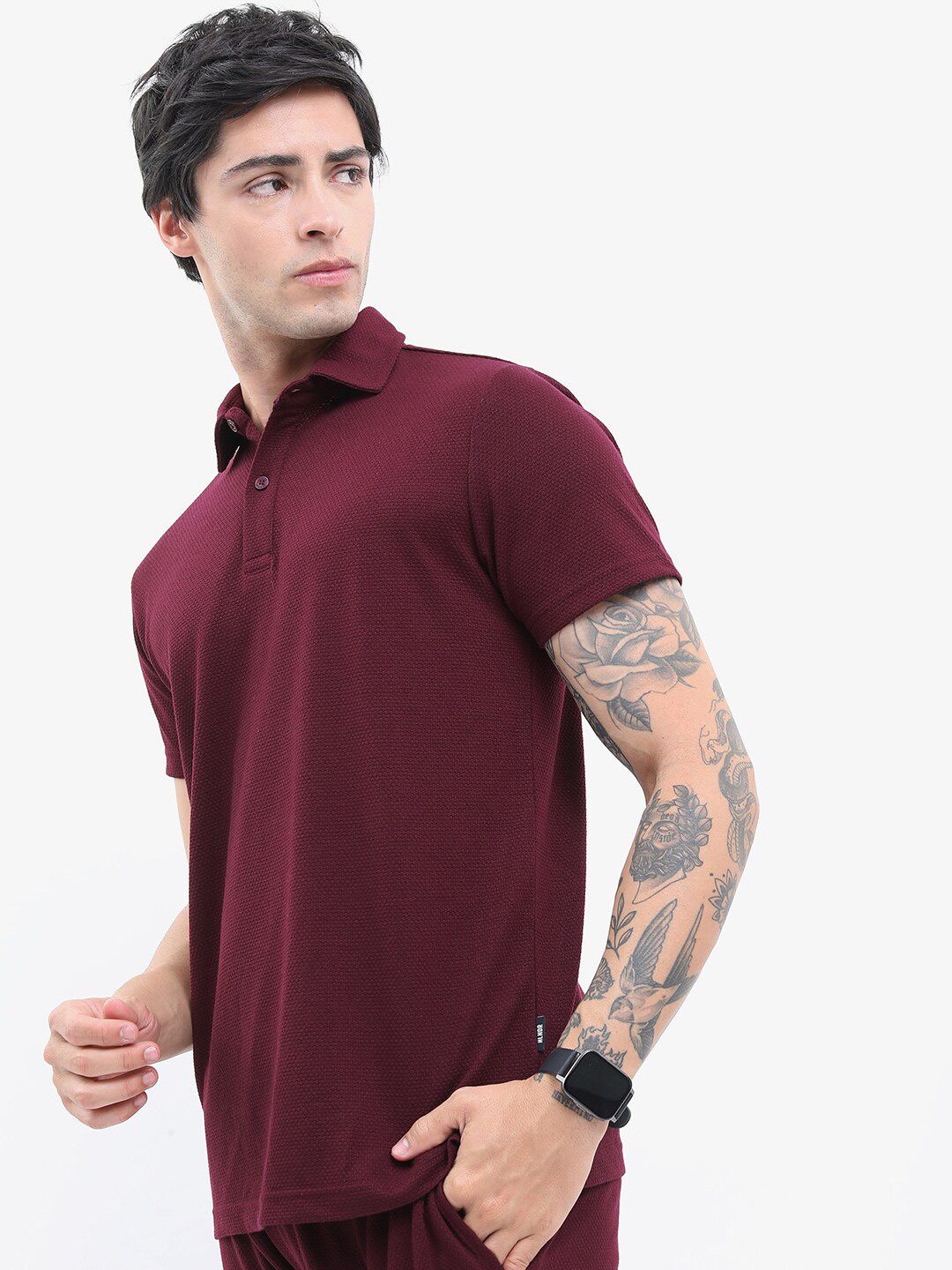 HIGHLANDER Men Popcorn Structured Regular Fit T-shirt