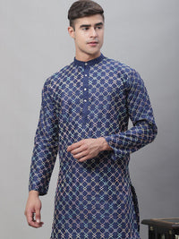 SOJANYA Geometric Embroidered Thread Work Kurta With Churidar