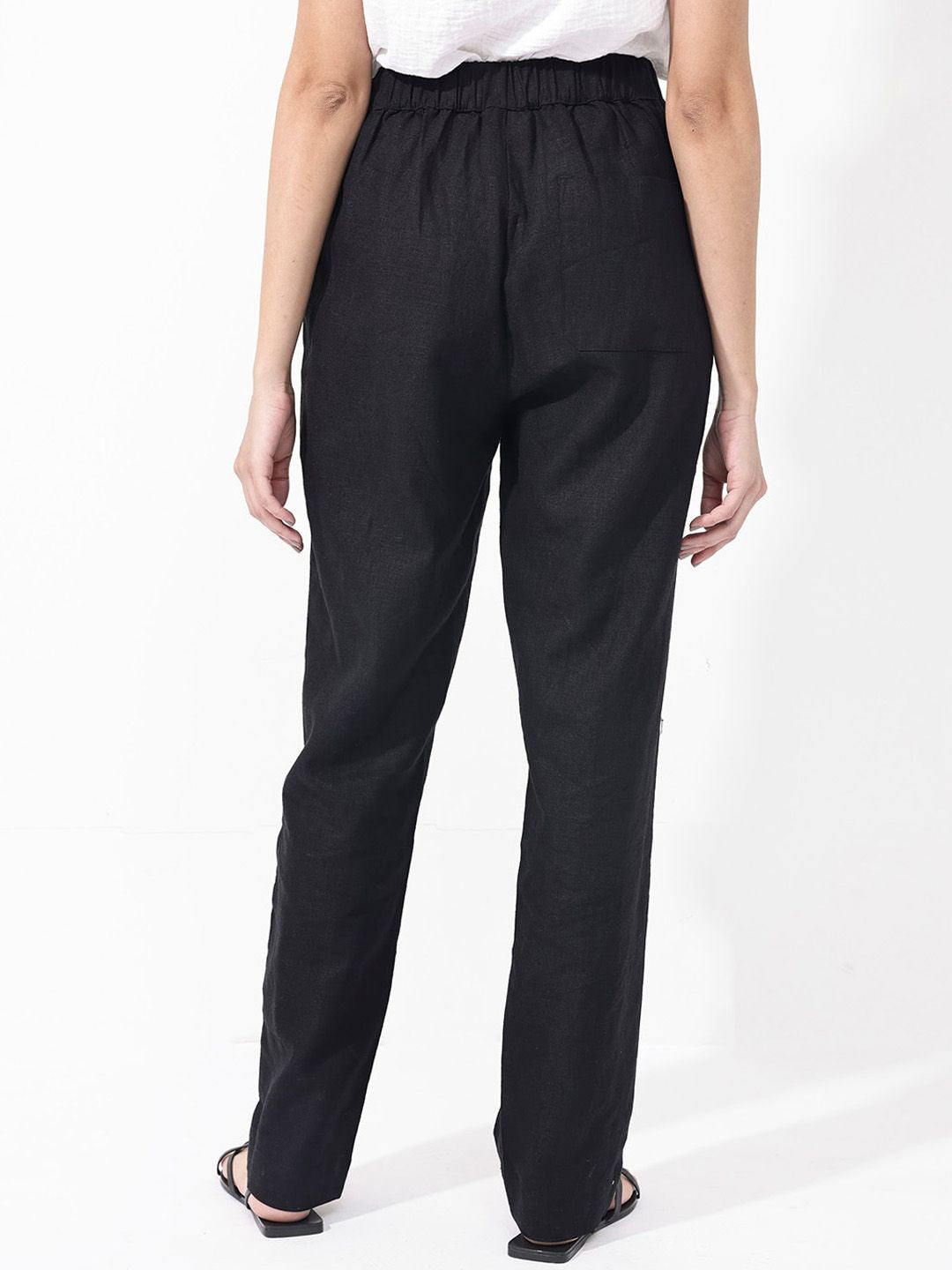 RAREISM Women Regular Fit High-Rise Linen Trousers