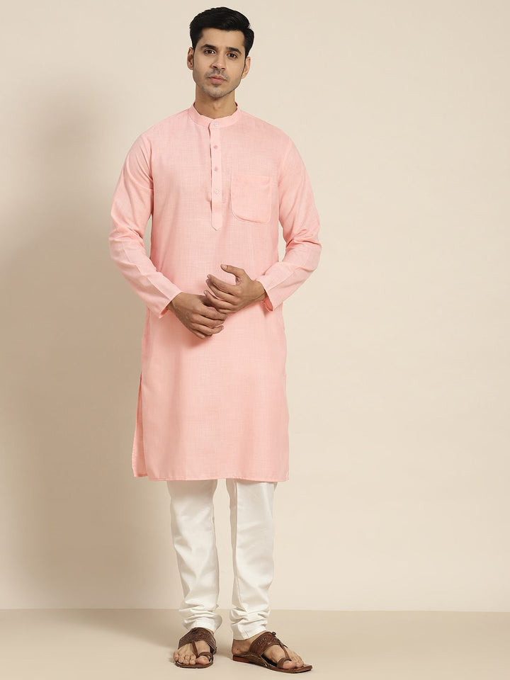 SOJANYA Lelaki Pink Solid Kurta