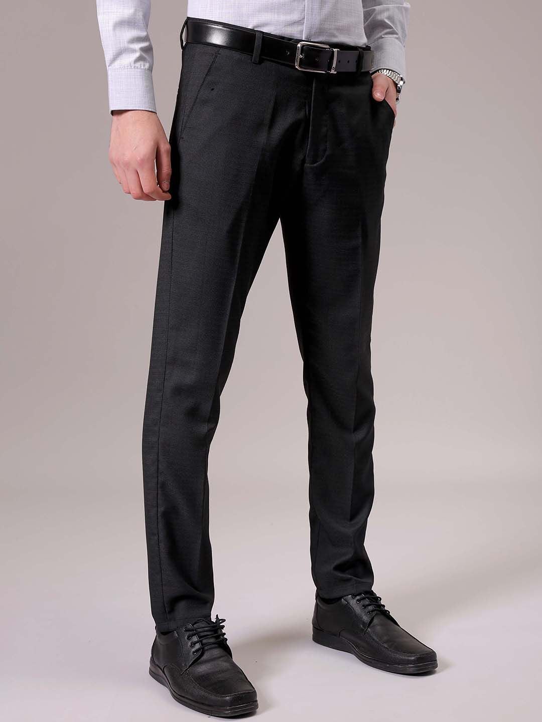 The Indian Garage Co. X Luxe Men Self-Checked Slim Fit Formal Trousers