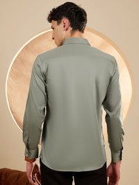 DENNISON Men Olive Green Smart Slim Fit Opaque Formal Shirt
