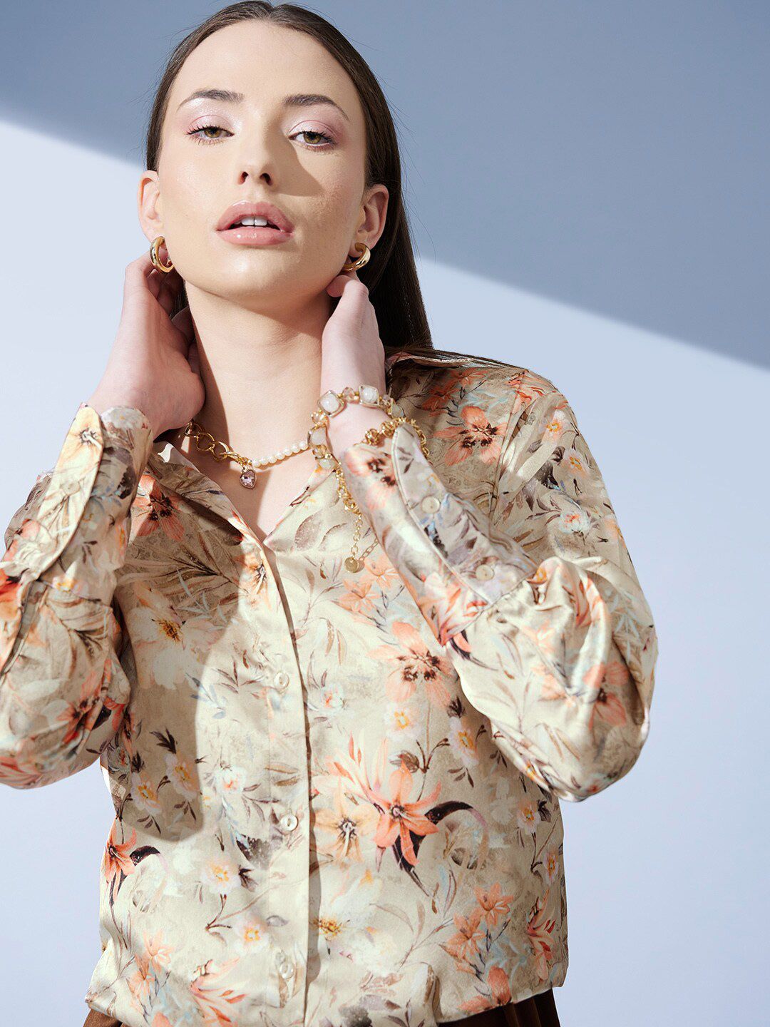 STREET 9 Comfort Floral Printed Oversize Casual Shirt
