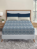 MYTRIDENT Audrey Urban Comfort Flat 144TC Queen Cotton 1 Bedsheet with 2 Pillow Covers