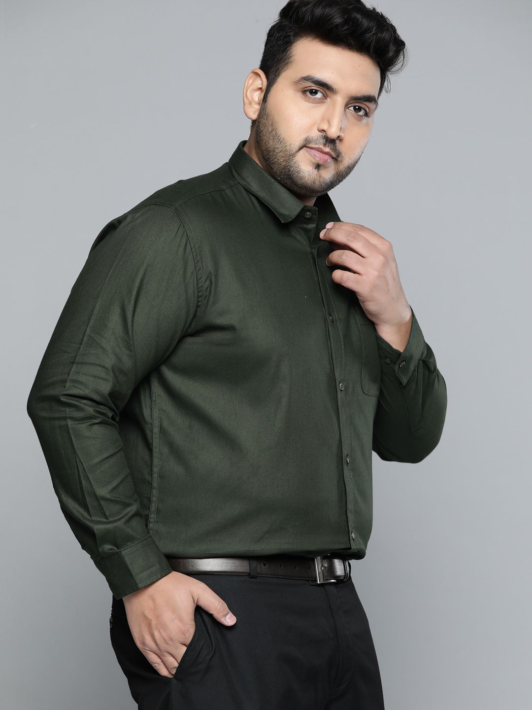 DENNISON Men Green Smart Slim Fit Opaque Formal Shirt