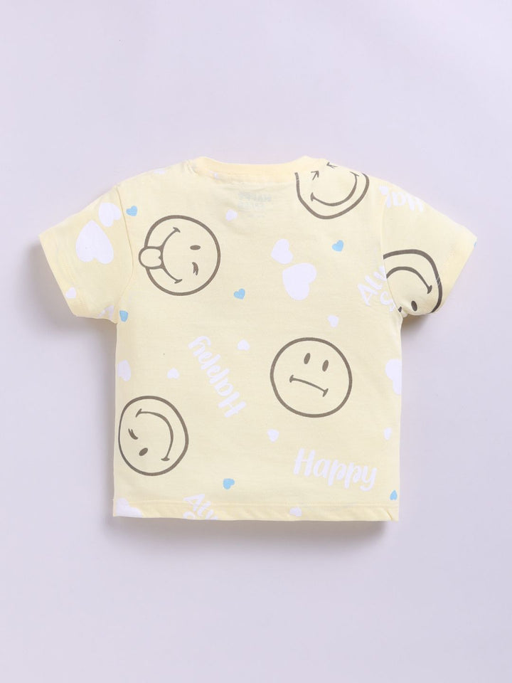 Happy Faces Girls Smiley Printed Pure Cotton T-shirt