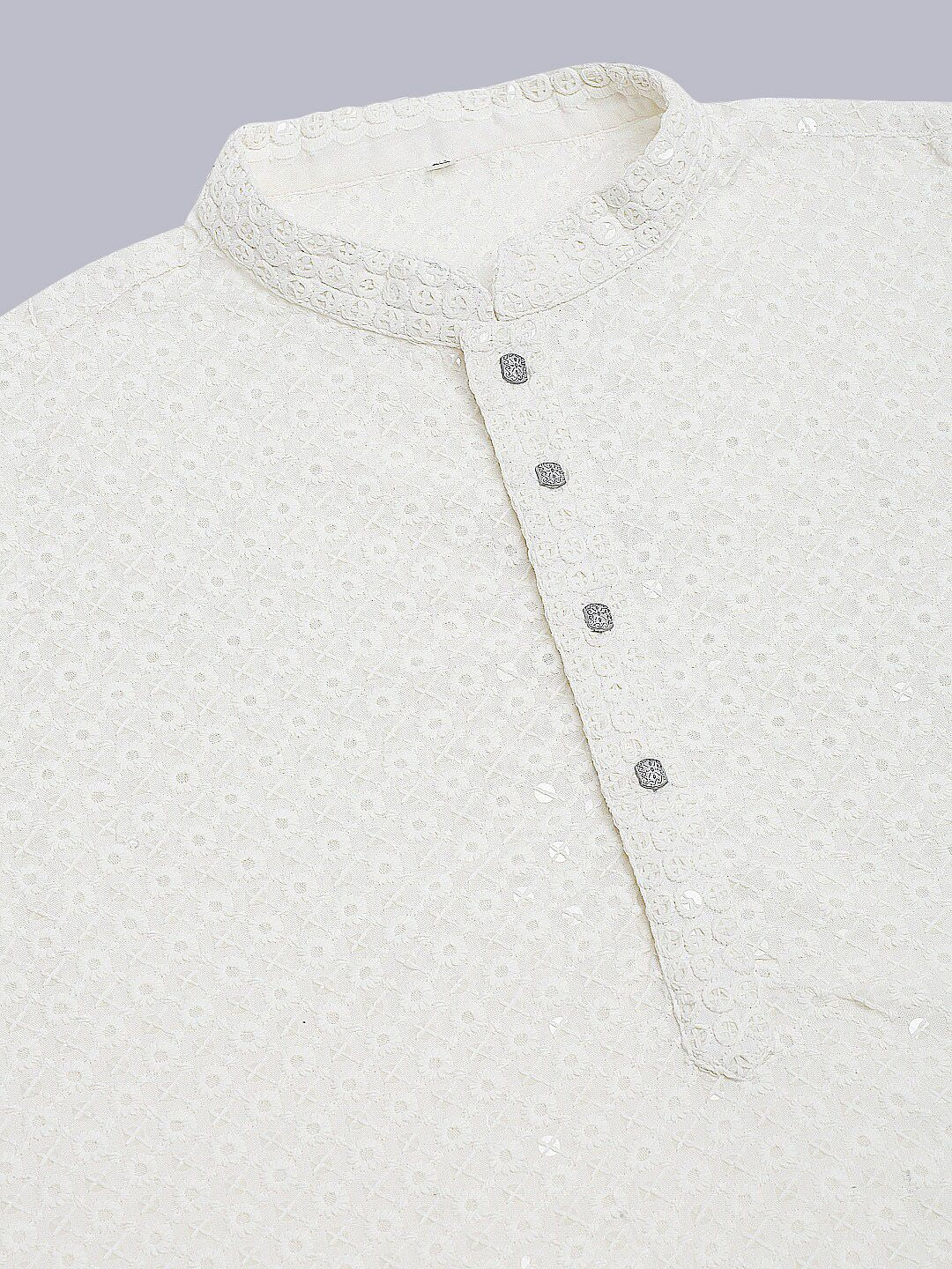 Jompers Men Ethnic Motifs Embroidered Mirror Work Cotton Kurta
