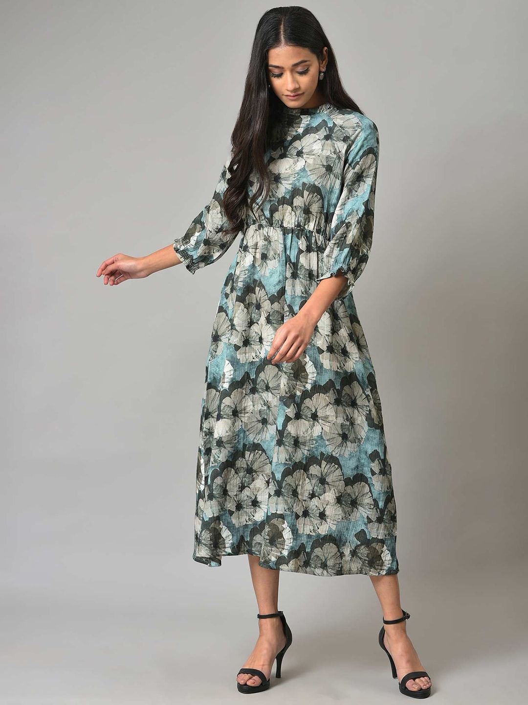 W Floral Midi Cotton Dress