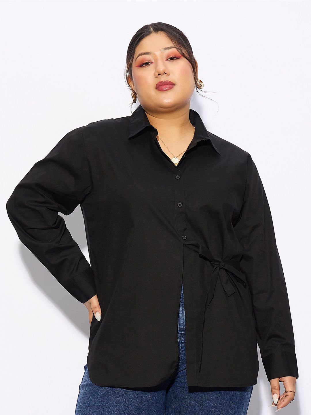 SASSAFRAS Curve Plus Size Pure Cotton Casual Shirt