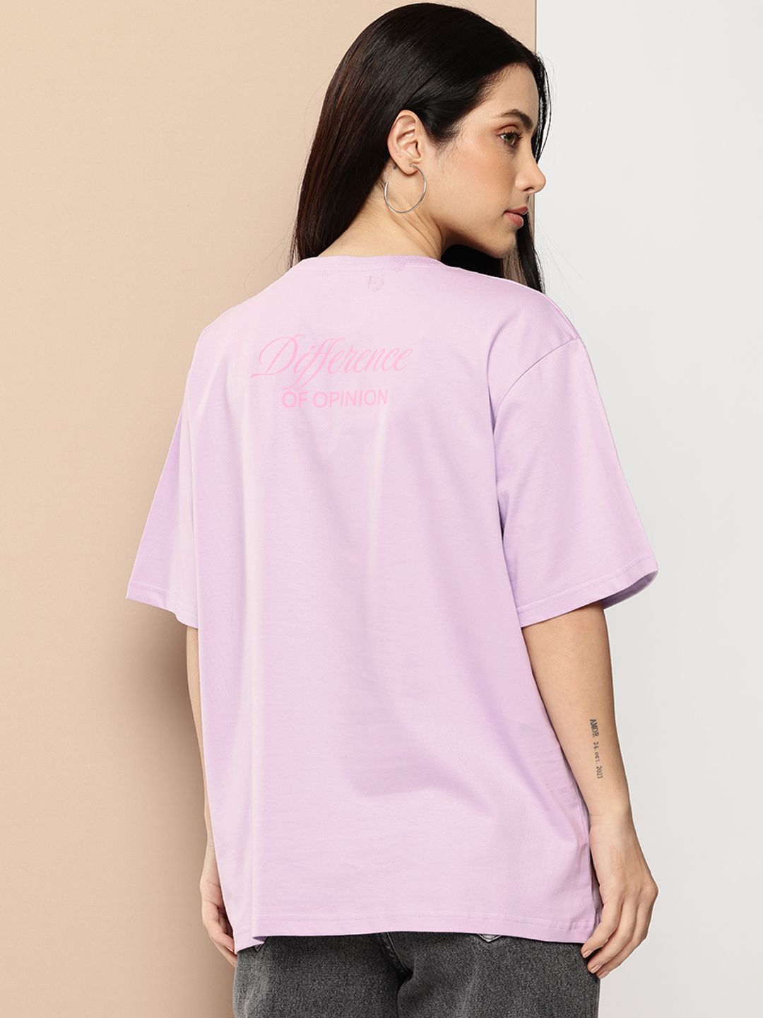 Difference Of Opinion Women Short Sleeve Oversized Printed Tshirt