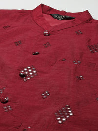 SOJANYA Men Woven Design Kurta with Churidar with Nehru Jacket