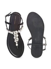 Lino Perros Women Embellished Open Toe T-Strap Flats