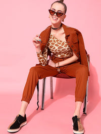 STREET 9 Rust Printed One Shoulder Top