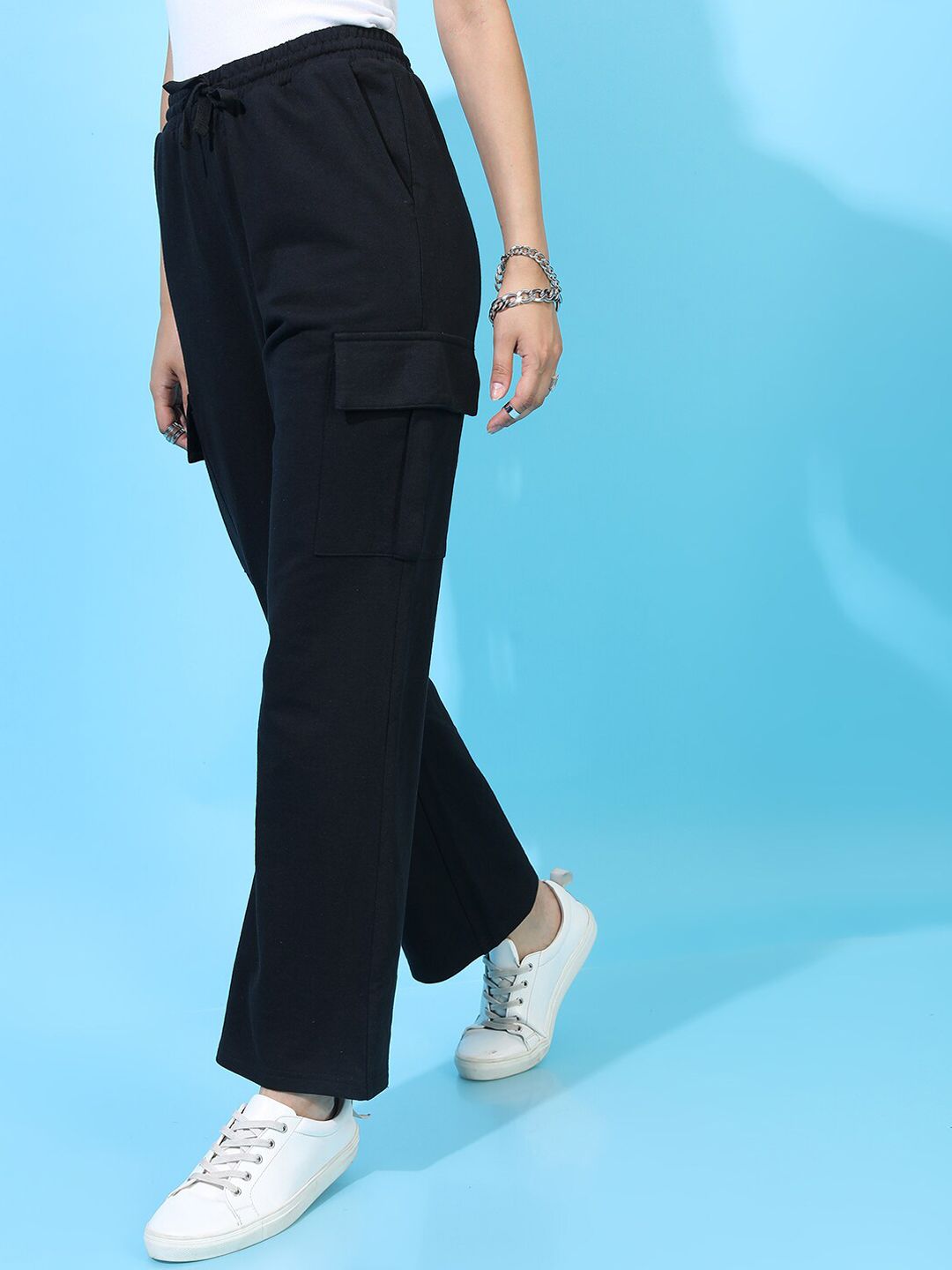 Tokyo Talkies Women Black Solid Bootcut Track Pants