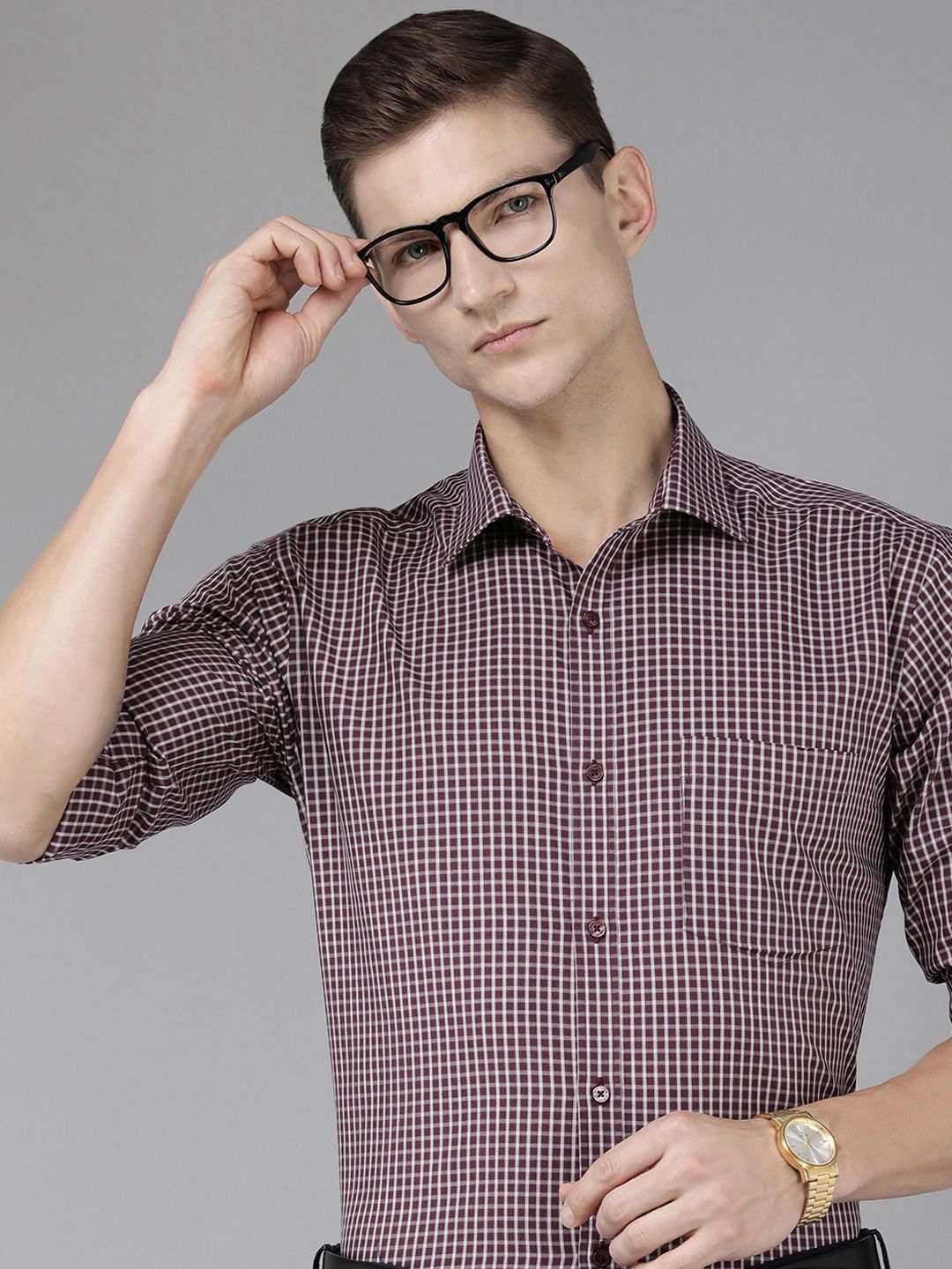 Park Avenue Slim Fit Checked Pure Cotton Formal Shirt