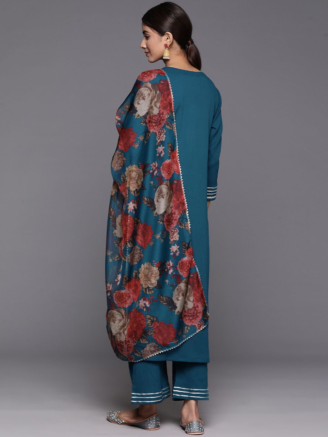 Varanga  Printed Gotta Patti Kurta with Palazzos & Dupatta