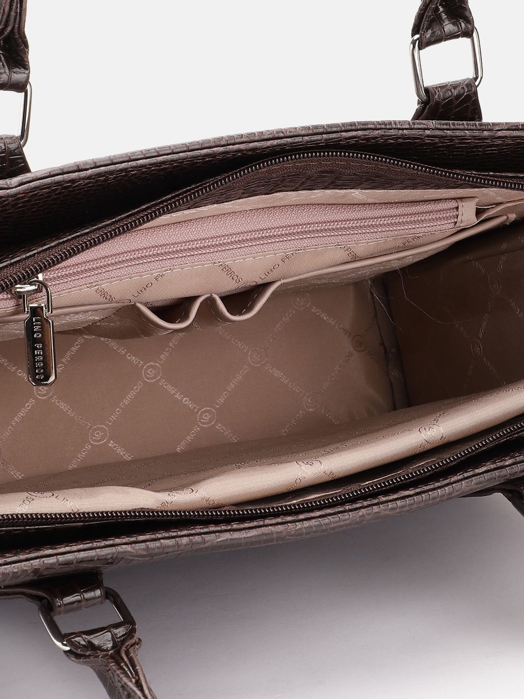 Lino Perros Croc Textured Structured Shoulder Bag