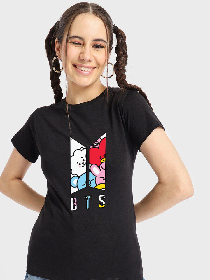 Bewakoof Black Graphic Printed Round Short Sleeves Neck Pure Cotton T-shirt