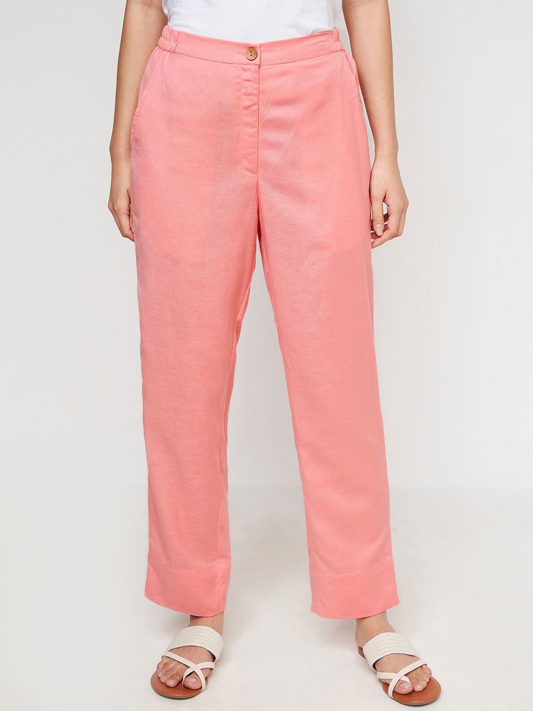 Global Desi Women Straight Fit Parallel Trousers