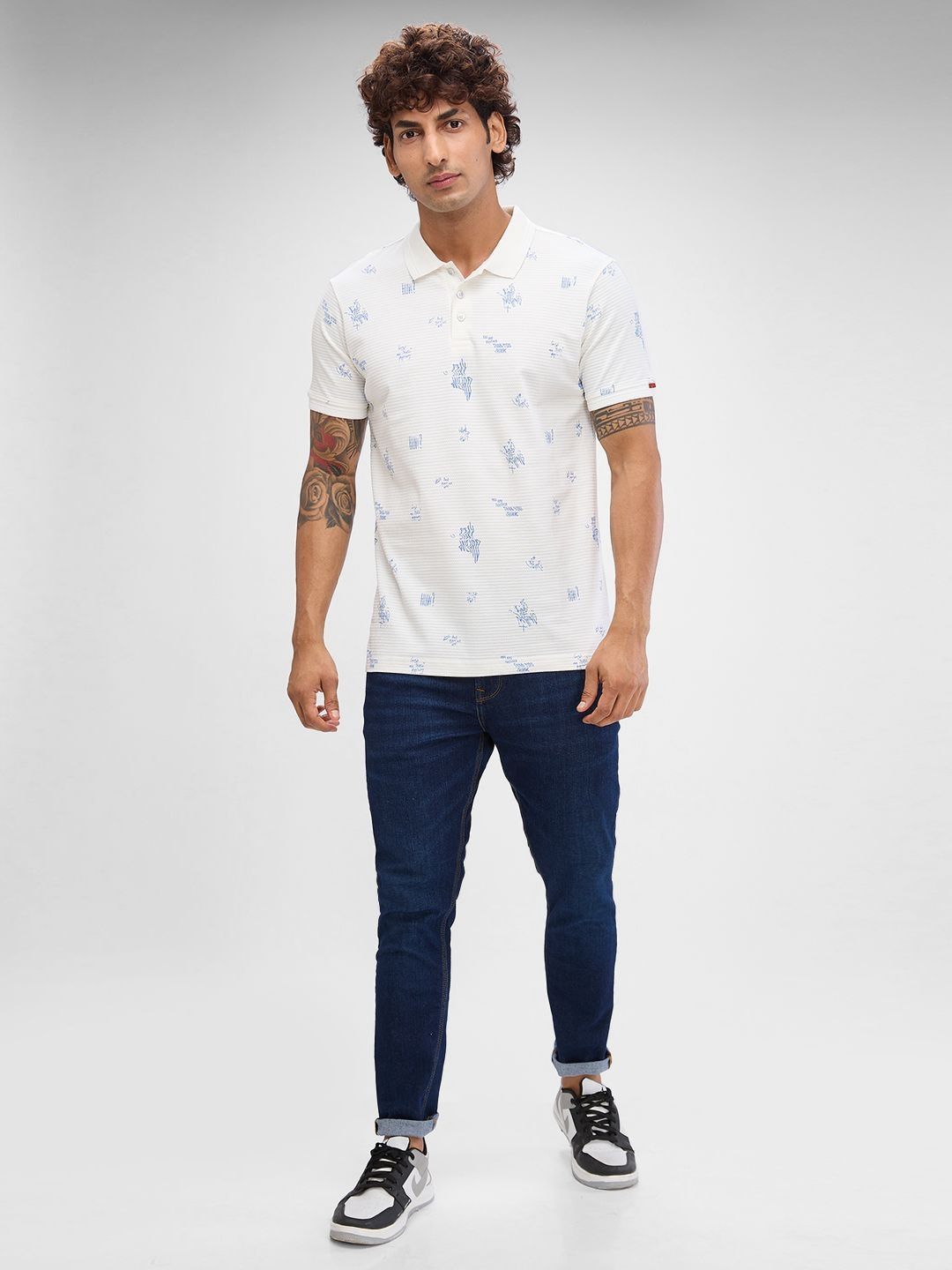 SPYKAR Men Printed Polo Collar Slim Fit T-shirt