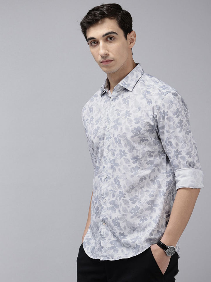 Park Avenue Pure Cotton Slim Fit Floral Printed Casual Shirt