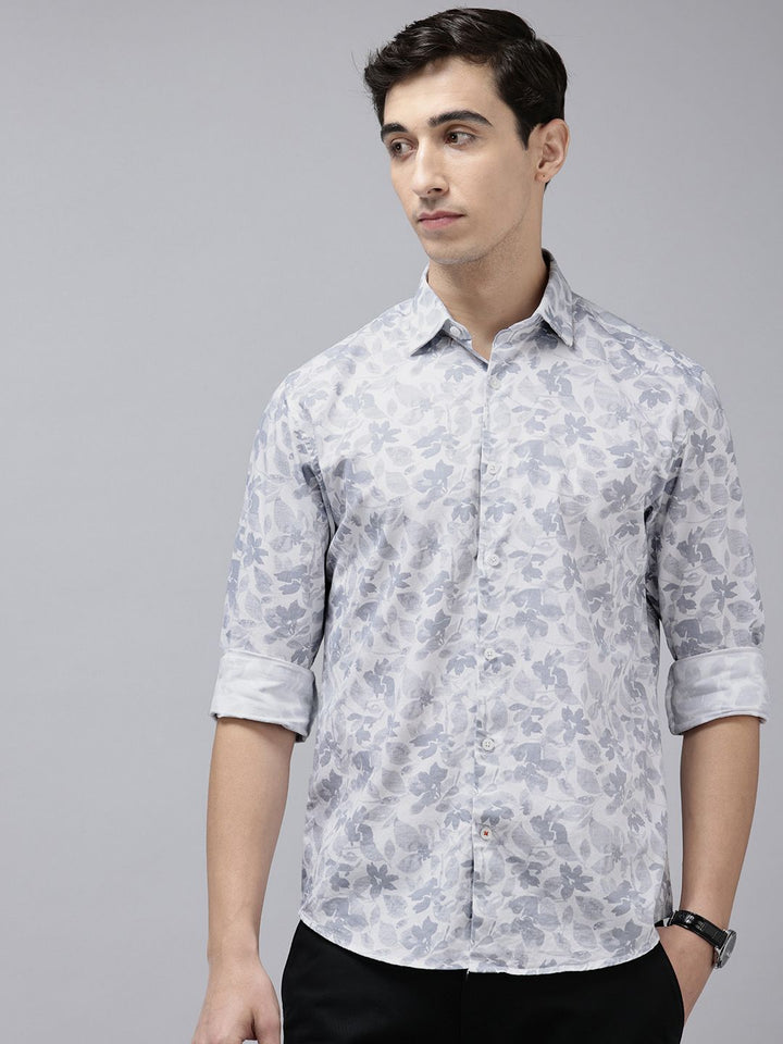 Park Avenue Pure Cotton Slim Fit Floral Printed Casual Shirt