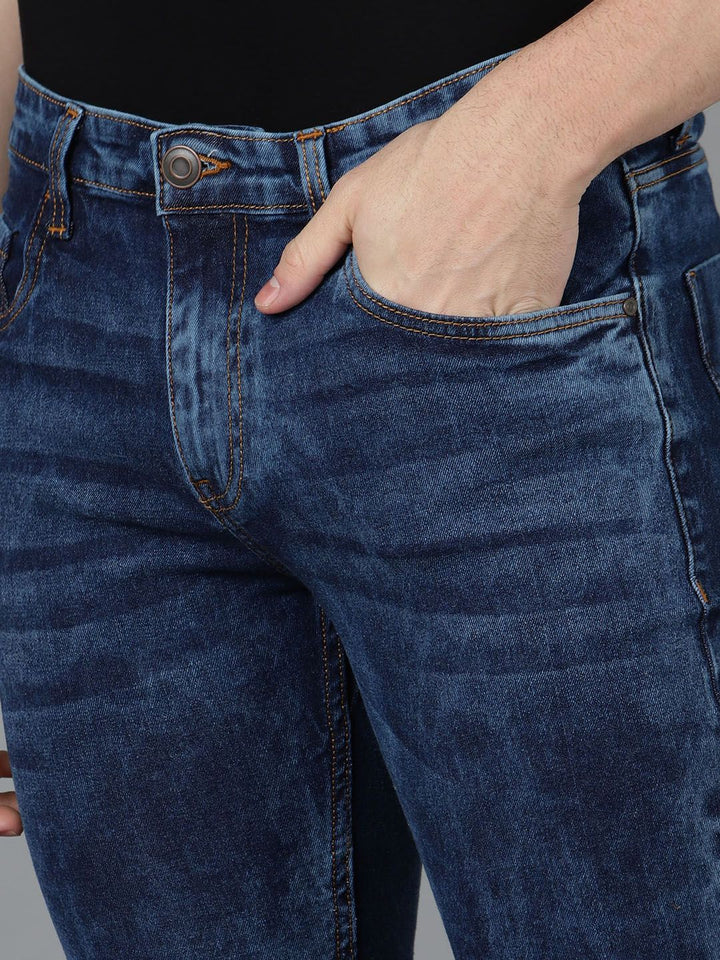 Urbano Fashion Men  Skinny Fit Low Distress Heavy Fade Stretchable Cotton Jeans