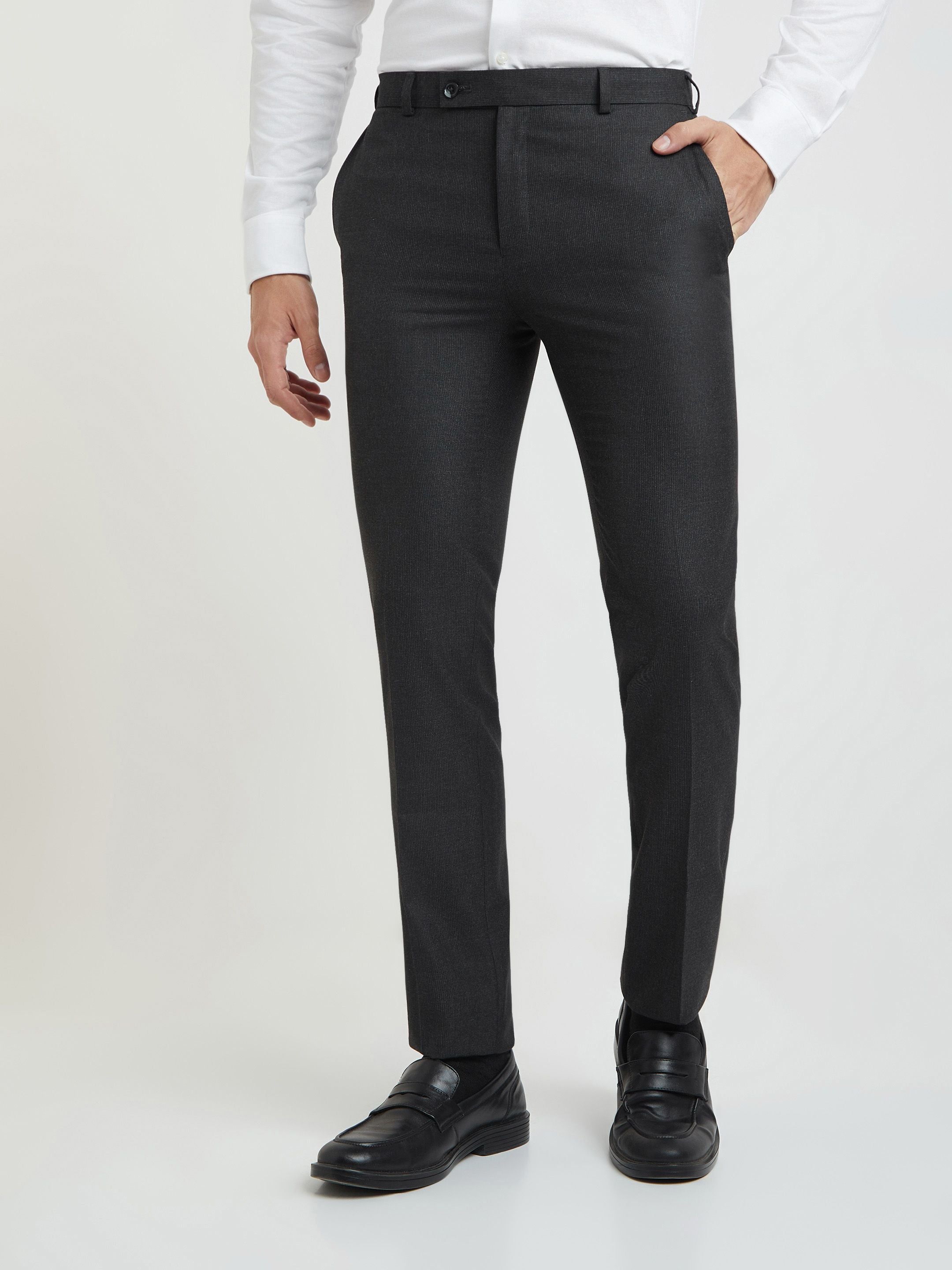 Raymond Men Textured Slim Fit Formal Trousers