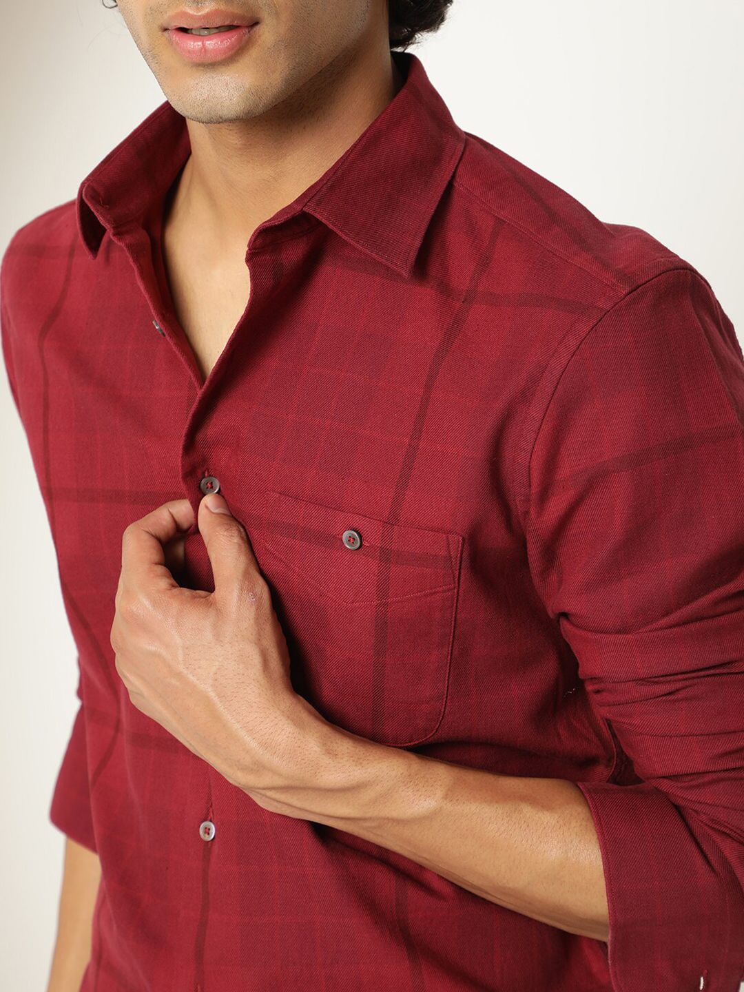 RARE RABBIT Men Gareth Checked Slim Fit Cotton Shirt