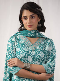 Varanga Women Floral Printed Regular Kurta with Trousers & With Dupatta