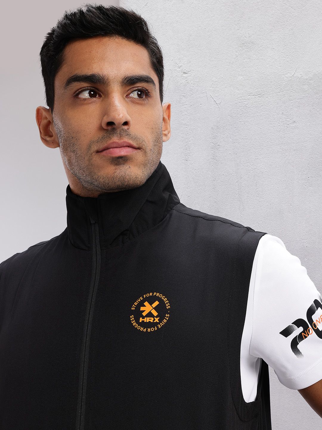 HRX by Hrithik Roshan Brand Logo Printed Detail Rapid-Dry Training Gilet Jacket