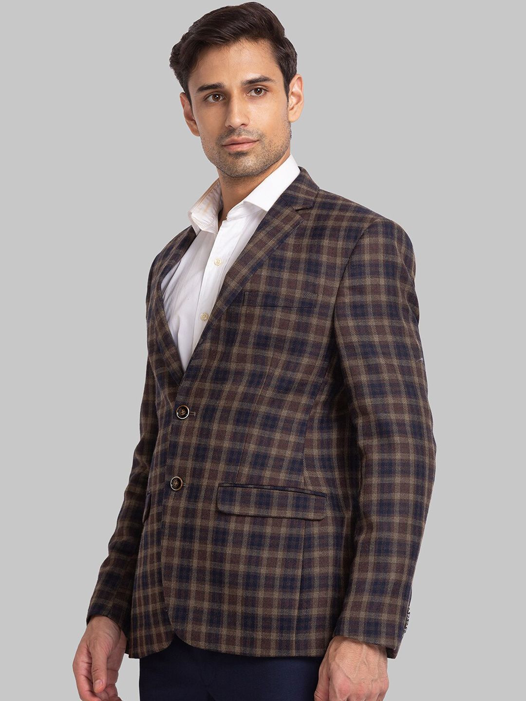 Park Avenue Men Checked Super Slim-Fit Single Breasted Blazer