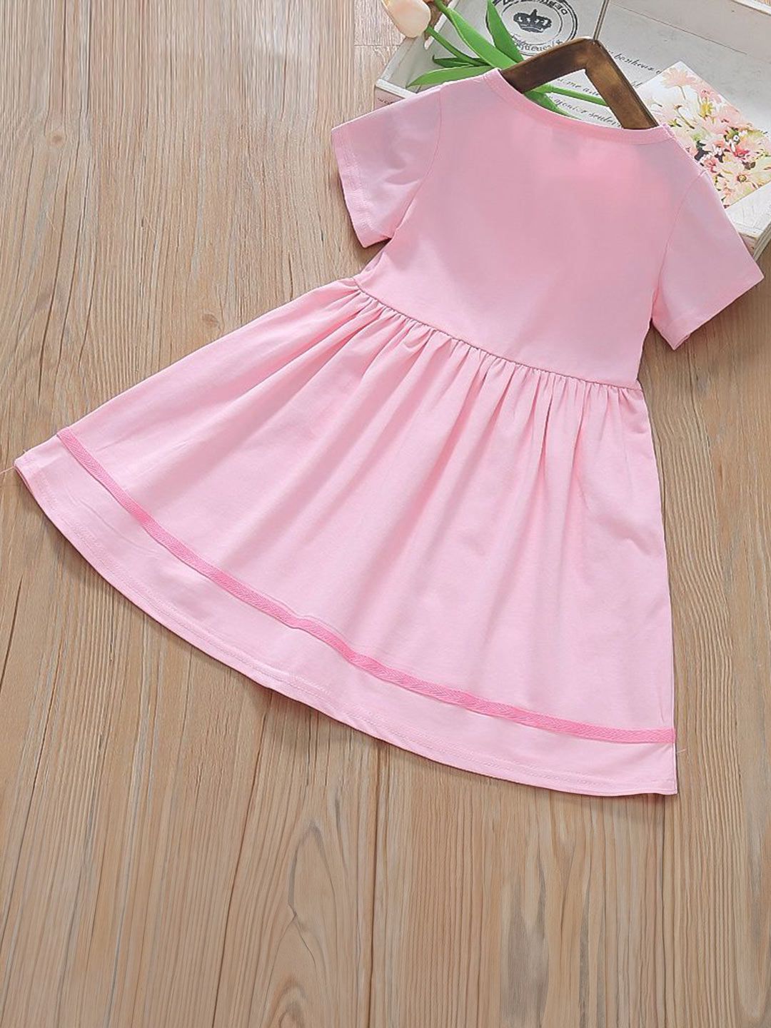 YK Girls Cotton Round Neck Fit & Flare Dress