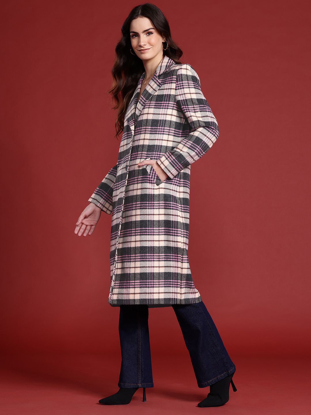 all about you Checked Tweed Overcoat