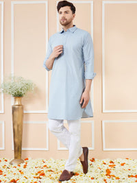 See Designs Regular Long Sleeves Shirt Collar Pure Cotton Kurta with Pyjamas