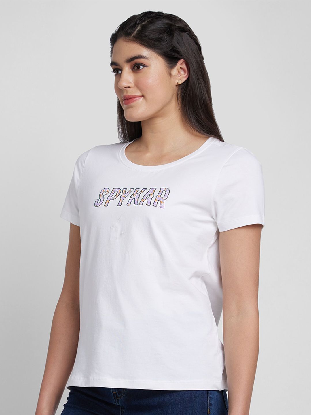 SPYKAR Round Neck Typography Printed Cotton T-shirt
