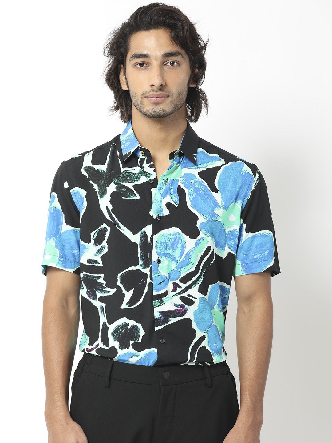 RARE RABBIT Men Agata Slim Fit Printed  Cotton Shirt