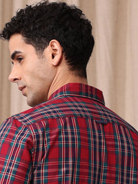 Mr Bowerbird Men Tailored Fit Tartan Checks Opaque Pure Cotton Casual Shirt